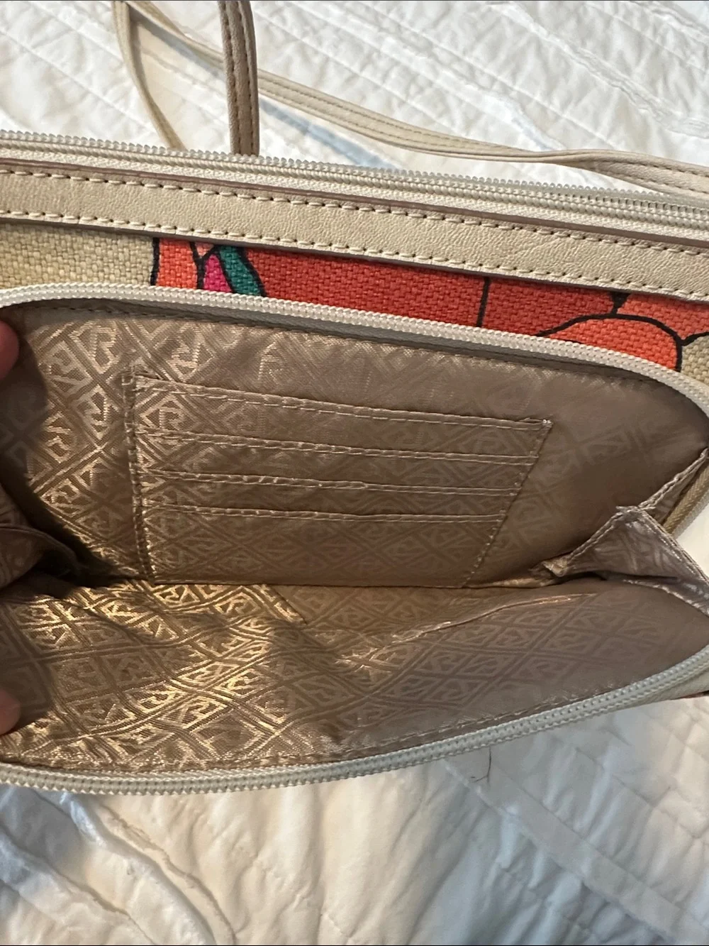 Floral Canvas Crossbody Bag in Coral Multi